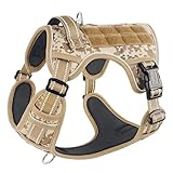 HEELE Hundegeschirr, Metall Taktisches Geschirr, Taktische Hundeweste, Service Hundegeschirr, MOLLE Sicherheitsgeschirr, Brustgeschirre für Hunde, Laufgeschirre für Hunde, Camouflage Braun, M