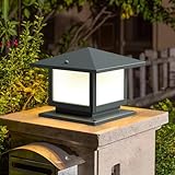 HMAKGG Sockelleuchte Außen, 12W Pollerleuchte Außen, Grau Garten Wegeleuchten aus Aluguss, 3 Farben Modus, E27 Fassung, Max.40W, IP45 Gartenlampe für Pfosten Patio, Terrasse, Einfahrten