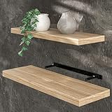 Casaria® Wandregal Holz Eiche Regal mit Halterung 15kg Tragkraft Hängeregal Küche Wohnzimmer Flur Wand Schweberegal Bücherregal Regalbrett Schwebend 70cm