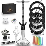 NOBLE HOOKAH 100cm Shisha Set 4 Anschlüsse mit LED Licht...