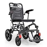 Rollstuhl Faltbar Leicht Reiserollstuhl, Ultraleicht Rollstuhl, Stoßdämpfender Faltbarer Rollstühle, Transportrollstühle, Belastbarkeit 120 Kg, Für Die Wohnung Und Unterwegs