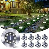 Qedertek 8 Stück Solar Bodenleuchten Aussen Garten - 8 LED Solarleuchten Außenleuchte Weiß, Solar Gartenleuchten Wasserdicht Solarlampen für Garten, Rasen, Patio, Gehweg, Auffahrt