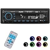 Autoradio Bluetooth 5.0,FM/AM 7 Farben Autoradio mit Bluetooth Freisprecheinrichtung,1 DIN Radio Stereo mit 2 USB/AUX/SD Karte/MP3-Player,Unterstützung für iOS, Android,30 Radiostationen speichern