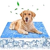 Keaistar Kühlmatte für Hunde, 90 x 50cm Kühlmatte Hunde mit Ungiftiges Gel Faltbare Tragbar Hundekühlmatte Selbstkühlend für Klein Mittelgroße Haustiere zum Kisten Zwinger Betten - Wasser kräuseln