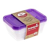 keeeper Frischhaltedosenset 3-teilig, 3 x 1,25 l, 20,5 x 15,5 x 6,5 cm, Fredo Fresh, Lila Transparent