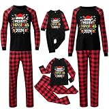 Shffuw 2024 Weihnachts Pyjama Familie Set, Weihnachten Schlafanzüge für Familie, Christmas Pyjama Set, Weihnachts Bedruckte Lang Tops+Hosen Strampler, Schlafanzug Outfit für Damen Herren Kinder Baby