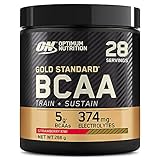 Optimum Nutrition Gold Standard BCAA Train + Sustain, Aminosäuren Pre-Workout-Pulver, Sportgetränk mit Vitamin C, Zink, Magnesium & Elektrolyten, Erdbeere-Kiwi-Geschmack, 28 Portionen, 266 g