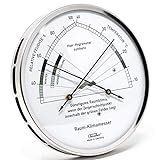 Fischer 1222-01 - Wohnklima-Hygrometer u. Raum-Thermometer - 130mm Edelstahl-Luftfeuchtigkeitsmesser Made in Germany