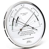 Fischer 1222-01 - Wohnklima-Hygrometer u. Raum-Thermometer - 130mm Edelstahl-Luftfeuchtigkeitsmesser Made in Germany