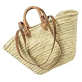 LaFiore24 Einkaufskorb Schulter Tasche Palmblatt Shopper Damen Henkeltasche Natur Natur