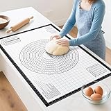 Lazymi Extra Große Backmatte Silikon: Antihafte Teigmatte 91x61 cm - Rutschfeste Backunterlage Ausrollmatte mit Messung - Groß Teigunterlage Wiederverwendbar Backen Zubehör für Teig/Fondant/Pizza/Brot