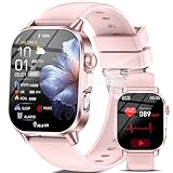 Smartwatch Damen mit EKG/ΒΙυtｚυcker/BMI/HRV/Harnsäure/LED-Licht,2,0'Gesundheitsuhr mit 24H BΙutdruckmessung SpO2 Pulsuhr Körpertemperatur Schlaf/Apnoe-Monitor, SOS-Notruf Fitnessuhr für iOS Android