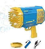 Tuzsocr Bubble Machine Seifenblasenpistole Automatische Pistole Spielzeug LED 69 Loch Spielzeugpistole Für Kinder Erwachsene Frauen Mädchen (Blau)