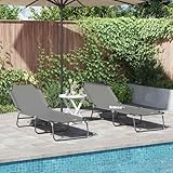 Klappbare Sonnenliege 2 Stück Tragbar Grau 600D Oxford Stoff, Gartenliegestuhl Strandliege Relaxliege für Strand Garten Terrasse Camping42003149