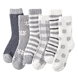 ILovDaisy Kuschelsocken Damen 6 Paare Warme Flauschige Socken, Weihnachtssocken, Dicke Wintersocken Haussocken, Bettsocken Schlafsocken Thermosocken für Weihnachten als Geschenke