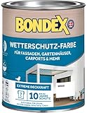 Bondex Wetterschutz Farbe Weiß 0,75 L für 7 m² | Extreme Deckkraft | Hervorragende Witterungsbeständigkeit | seidenglänzend | Wetterschutzfarbe | Holzfarbe