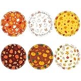 DHAIQC 48 Stück Herbst Pappteller 18 cm, Erntedankfest Partyteller mit Kürbis und Ahornblättern Einwegteller Dessertteller Kuchenteller für Erntedankfest Herbstliche Partyzubehör (Herbst)