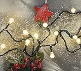 EMOS LED-Lichterkette warmweiß für Innen und Außen, 8m lange Weihnachtslichterkette mit 80 LEDs in Kugelform, 6 Stunden Timer Funktion, Netzteil und Transformator, für Partys, Weihnachten, Deko