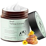 Bio-Rindertalg (Rindertalg) & Honig-Creme (120g/4,2oz) | Aufgeschlagenes leichtes Textur für Gesicht & Körper | Tiefenfeuchtigkeit, nicht komedogener Wirkstoffaufbau