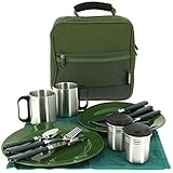 G8DS 13-teiliges Deluxe Campinggeschirr, Tassen und Besteck für 2 Personen Kochgeschirr Camping-Besteck-Geschirr-Set Survival Outdoor