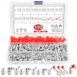 URAQT 110 Stk Schmiernippel Sortiment Kit, M6 M8 M10 Metrisch Hydraulische Fettbeschl Set mit Schutzkappe | Gerader Hydraulik Fettnippel & Abgewinkelt 45 °90 ° Kegelnippel | für Schmierpressen, Autos