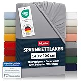 Blumtal® Spannbettlaken 140x200 cm - Bettlaken aus Microfaser - Oekotex zertifiziertes Spannbetttuch Leintuch - Bettspanntuch - Grau