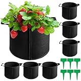 Cinsersr Stofftopf 6PCS Pflanzsäcke Pflanzsack 12l Stofftopf, Stofftöpfe 3 Gallon Vliesstoff Pflanzbeutel, 12l Pflanzsäcke für Balkon Garten & Gewächshaus (6 Stück Pflanzenetiketten)