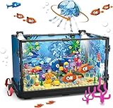 QLT Aquarium Fish Tank Ideas Bauspielzeug mit LED LichtAquarium klemmbausteine deko bausteine Geschenk für Erwachsene und Jungen Mädchen ab 8-12 Jahren(725PCS)