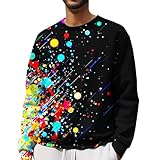 Sweatshirt Herren Ohne Kapuze, Oversized Hoodie Herren Pullover Casual Top Casual Longsleeves Große Größen Sweatshirts Unisex Langarmshirt Outdoor Sportoberteil Colourblock Rundhals Sweatpullover