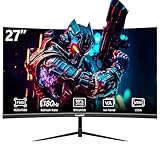 Gawfolk 27 Zoll Curved Gaming Monitor 165Hz/ 180Hz, PC Bildschirm Full HD 1080P, Rahmenloses 1800R Computerbildschirm mit FreeSync und Eye Care Technologie, unterstützt VESA