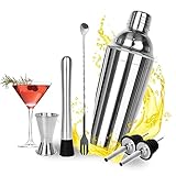 Cocktail Shaker Set, Edelstahl 6-teiliges Cocktail Bar Zubehör Barzubehör, 700ML Shaker, Cocktails Mixer Set für Zuhause, Bar, Partei Weihnachtsgeschenke