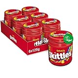 Skittles Süßigkeiten | Fruits | Kaubonbons mit Ananas, Mandarine, Kirsche und weitere Aromen | Vegan | 6 Dosen (6 x 125g)