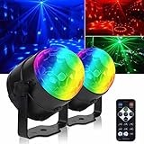 2er-Pack Discokugel Partylicht mit Fernbedienung, musikgesteuert, tragbar für draußen und drinnen, USB-Stecker, DJ Licht, Party Gadgets, Discolicht, Stroboskop-Bühnenlicht als Partybeleuchtung