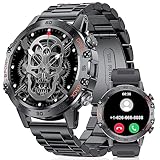 LIGE Militär Smartwatch Herren (Anruf Texte Rinnerung),1,39 Zoll Robuste Outdoor Smartwatch mit Herzfrequenz Schlafüberwachung,100+ Sportmodi Fitnessuhr Smart Watch für Android iOS, Schwarz