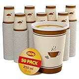 Shefa Pappbecher, 237 ml Papier-Kaffeetassen-Set, BPA-freie Heißgetränkebecher für Tee, Latte, Apfelwein und mehr – in Kiosks, Geschäften, Cafés und Konzessionsständern (49 Tassen)