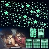 Giantree 469 Stück Leuchtsterne Wandsticker Kinderzimmer, Sternenhimmel Leuchtsticker DIY Leuchtende Wandtattoo für Decke und Wand, Fluoreszierende Aufkleber