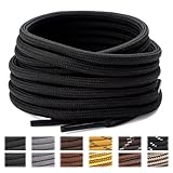 Stepace Rund Schnürsenkel [2 Paar] Reißfest Schuhbänder für Wanderschuhe Arbeitsschuhe Trekkingschuhe, ca. 4,5 mm Durchmesser, 100 cm - 180 cm Länge Schwarz 140(Hohe Dichte)