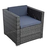 ESTEXO Polyrattan Gartensessel Loungesessel Rattan Lounge Sessel Gartenstuhl Stuhl (Anthrazit-Grau)