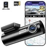 AZDOME Dashcam Auto Vorne Hinten 4K+1080P, WiFi GPS Dash Cam, Autokamera mit 64G SD Karte, ADAS, Super Nachtsicht, WDR, Loop-Aufnahme, G-Sensor, Parküberwachung Auto Kamera