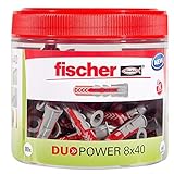 fischer DUOPOWER 8 x 40, handliche Runddose mit 80 Universaldübeln, leistungsstarker 2-Komponenten-Dübel, Kunststoffdübel zur Befestigung in Beton, Ziegeln, Stein, Gipskarton uvm.