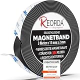 Reorda® Magnetband selbstklebend I Höchstmögliche Haftkraft durch stärksten 3M-Kleber I Magnetband mit optimierter Magnetkraft durch Anisotropic Material I Anwendbar in Küche, Schule & Büro