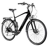 ZÜNDAPP Ebike Herren 28 Zoll Trekkingfahrrad | E Bike 24 Gänge 160-185 cm Elektro Fahrrad | E-Bike Elektrofahrrad mit hydraulischen Scheibenbremsen | Z810 (schwarz/grau mit Faltschloss, 52 cm)