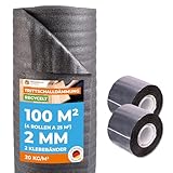 Trittschalldämmung 2mm Profi Basic 100m² | recycelte PE-Schaumfolie 4 Rollen & Alu- PP Klebeband 2 Rollen | Laminat- und Parkettunterlage zur Wärmedämmung | Fußbodenheizung geeignet