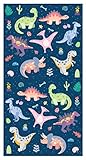 Theonoi Kinder Handtuch Badetuch Strandtuch Duschtuch für Mädchen und Jungen 100% Baumwolle 70x140 cm (Dinosaurier)