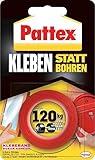 Pattex Kleben statt Bohren Klebeband, extra starkes doppelseitiges Klebeband, Doppelklebeband für Montagearbeiten innen & außen, Wandbefestigung ohne Bohren, 19mm x 1,5m