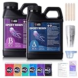 LET'S RESIN 1000ml Epoxidharz Set, Blasenfreies Gießharz Set, 1:1 nach Volumen, Transparent Epoxidharz mit Härter für Kunstwerke Gießharz, Schmuck, Formen Silikon, Tischplatte, Hitze- & UV-Beständig