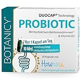 BOTANICY Probiotic - Präbiotika und Probiotika zur Darmsanierung - 10 Mrd. Laktobakterien & Bifidobakterien plus Vitamin D3 - 30 DUOCAP® 2-in-1 Kapseln, Magensaftresistent - Laborgeprüft in DE