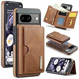 Handy-Flip-Case Brieftaschenhülle kompatibel mit Google Pixel 8 Hülle Brieftasche Compatible with Männer, kabelloses Aufladen, abnehmbare magnetische Brieftaschen-Telefonhülle mit Kartensteckplatzhalt