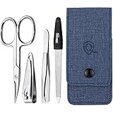 marQus Maniküre Set 4 teilig praktisch und kompakt- mit Feile aus Solingen, das praktische Nagelpflegeset für alle Fälle und Taschen, Reise Nageletui Farbe: Jeans