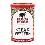 Block House Steak Pfeffer, Gewürzmischung für Steaks in Restaurantqualität auch für Marinaden geeignet, 200g Dose mit Streuaufsatz